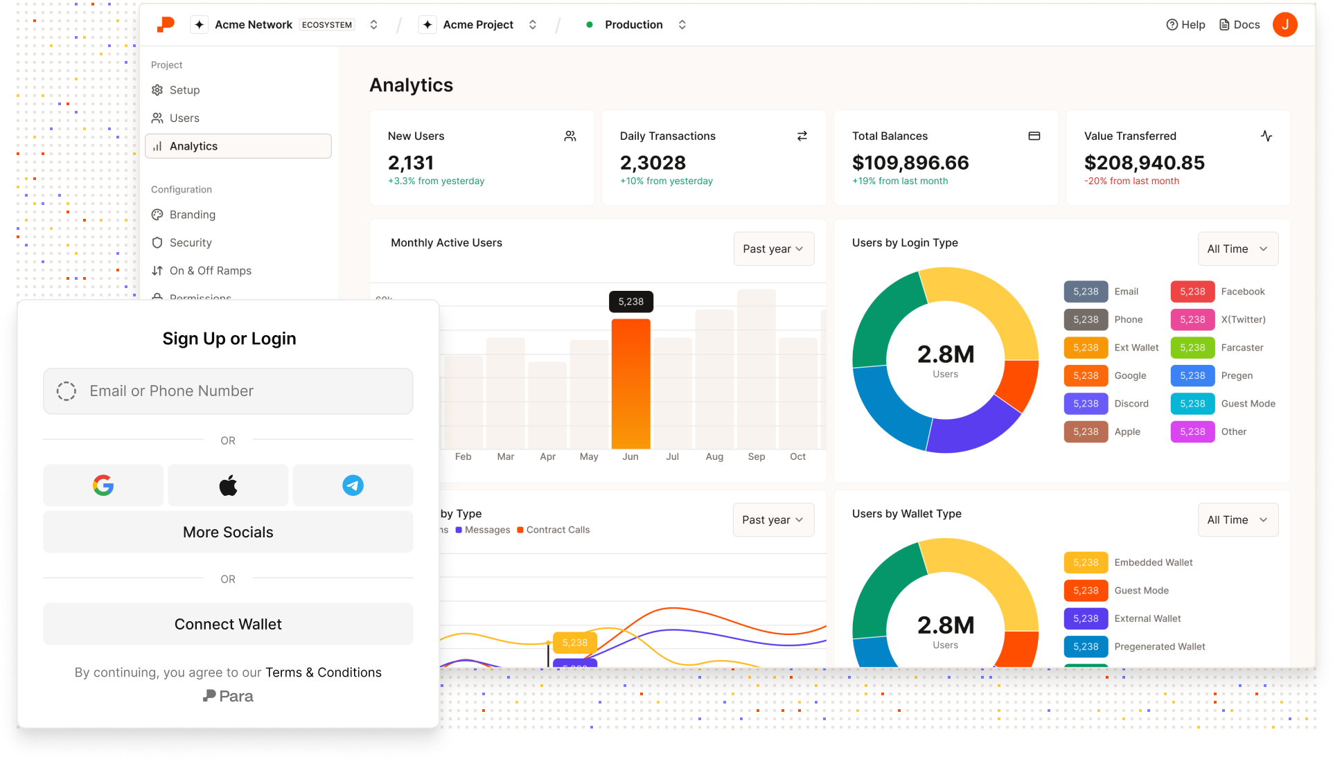 Para wallet modal in an example application