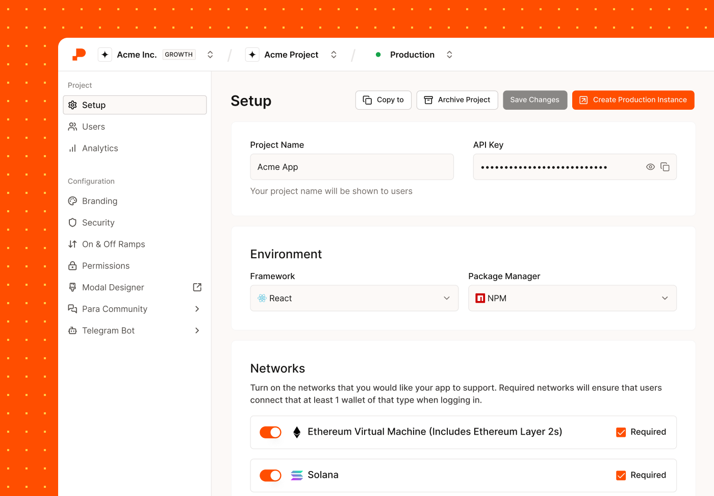Para developer portal project setup